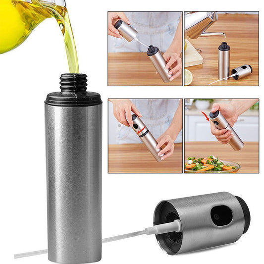 Stainless Steel Oil Spray Bottle – Precision & Convenience - Home Chef Hub