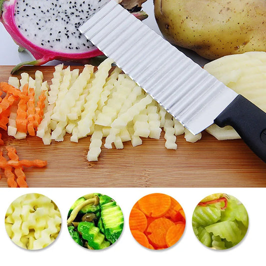 Stainless Steel Crinkle Cutter | Wavy Slicer for Potatoes, Vegetables & Dough - Home Chef Hub