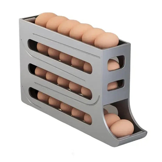 4-Tier Rolling Egg Storage Box | Automatic Dispenser for Refrigerator & Kitchen - Home Chef Hub