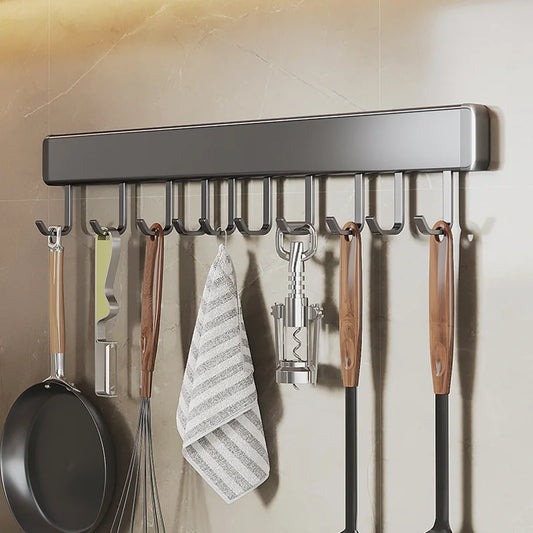 Wall-Mounted Kitchen Utensil Hooks Rack | Space-Saving Storage Organizer - Home Chef Hub