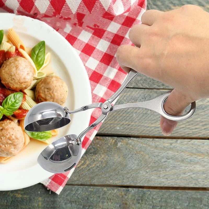 Stainless Steel Meatball Maker Tool | Round Rice Ball Shaper & Spoon for Perfect Meatball Making - Home Chef Hub