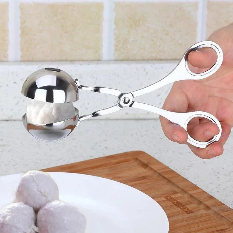 Stainless Steel Meatball Maker Tool | Round Rice Ball Shaper & Spoon for Perfect Meatball Making - Home Chef Hub